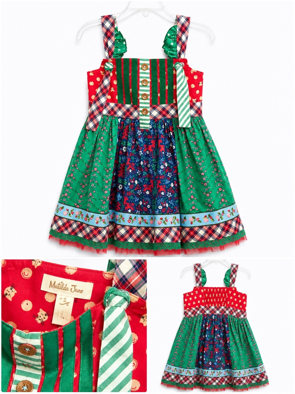 Matilda Jane Holiday Patchwork Knot Dress – Size 4